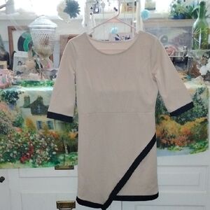 Elegant Beige and Black Women's Dress